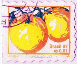 brasilian orange stamp circa 1997